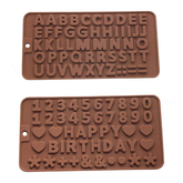 Silicone A to Z Letters+Happy Birthday / Numbers /Symbols Mould Chocolate Decorating Silicone Tray (2pcs)